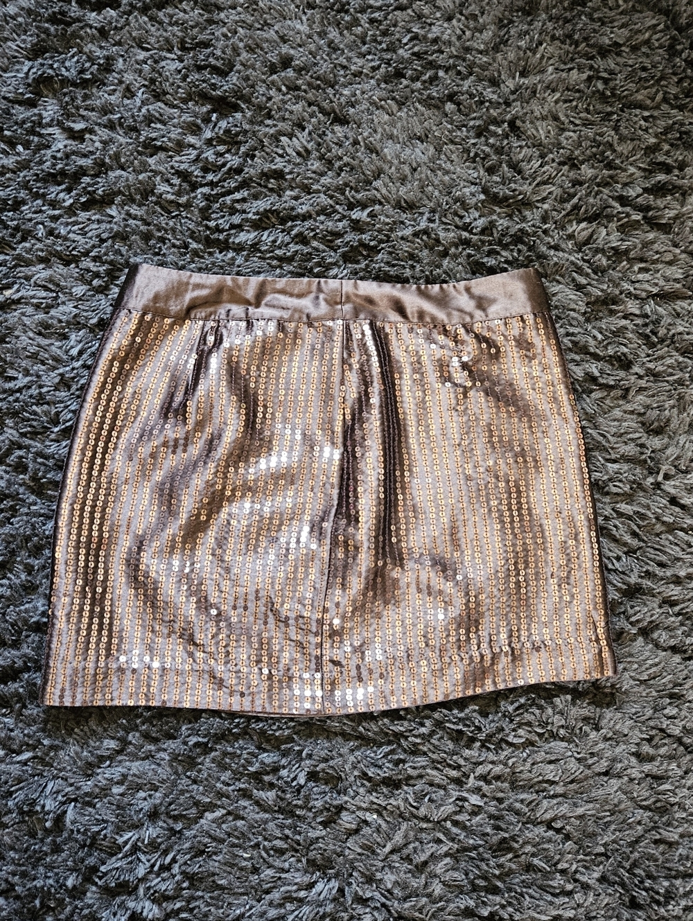 Gap chocolate Brown Sequin Embellished Mini Skirt Size 10 Side Zipper Fully line - Picture 5 of 9